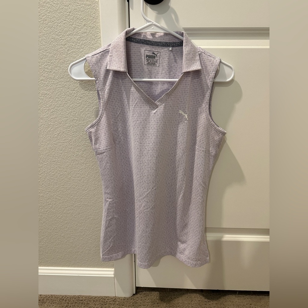 Puma Women's Sleeveless Golf Polo Shirt - Light Purple Print